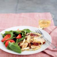 Grilled Honey-Mustard Chicken with Onions and Spinach Salad image
