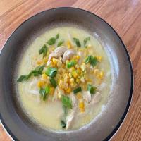 Buttery Chicken Noodle Soup with Corn on the Cob_image