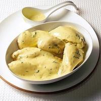 Poached chicken with lemon & tarragon sauce image