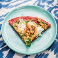 Beet Pizza with Goat Cheese, Spinach and Walnuts image