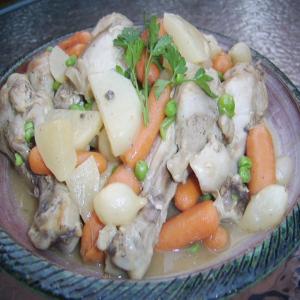 Braised Chicken With Baby Vegetables and Peas image