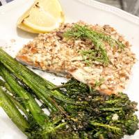 Pecan-Crusted Baked Salmon with Lemon-Dill Aioli image