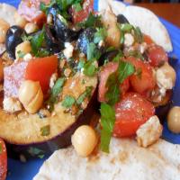 Eggplant Steaks With Chickpeas, Feta Cheese and Black Olives_image