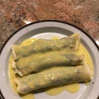 Crepes with Spinach, Bacon and Mushroom Filling image