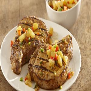 Grilled Spiced Brandy & Herb Pork Chops With Pineapple Salsa_image