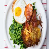 Potato rosti with bacon, egg and spinach recipe_image