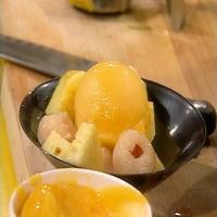 Lychee Nuts and Pineapple Chunks with Mango Sorbet image