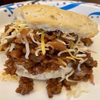Cheesy BBQ Sloppy Joes on Biscuits_image