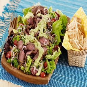Grilled Steak Salad with Creamy Avocado Dressing_image