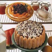 Cream Cheese Pie Topped with Peaches and Blackberries_image