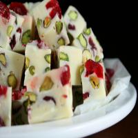 Five Minute White Chocolate Fudge With Pistachio and Cranberries image