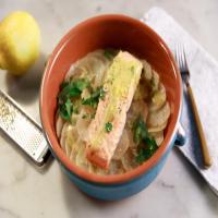 Slow Roasted Salmon with Potatoes and Lemon-Herb Vinaigrette_image