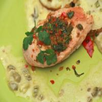Crispy Chicken with Jalapeno Beurre Blanc and Spicy Poblano Pepper Puree_image
