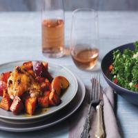 Chile Jam Chicken With Caramelized Sweet Potatoes and Peaches_image