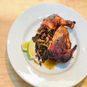 Grilled Maple Chicken with Smokey Greens image