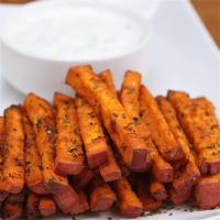 Sweet Potato Fries With Yogurt Chive Dip Recipe by Tasty image