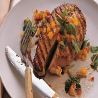 Grilled Salmon with Spicy Honey-Basil Sauce_image