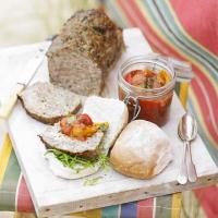Cold meatloaf with squashed tomato & pepper salsa image