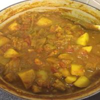 Indian Curry With Potatoes, Chicken, and Eggplant image