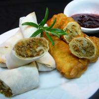 Leftover Turkey Spring Rolls with Cranberry Sweet and Sour Dipping Sauce_image