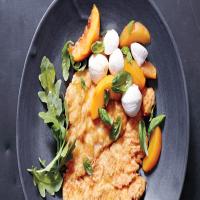 Pickled-Peach and Mozzarella Salad with Fried Chicken Cutlets_image