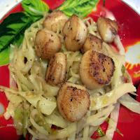 Seared Scallops With Cabbage and Leeks image