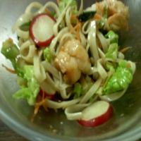 Spicy Noodles With Ginger-Garlic Shrimp and Wasabi Sauce image