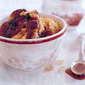 Pumpkin Bread Pudding with Caramel Rum Raisin Sauce_image