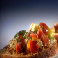 Fiery Summer Bruschetta with Zesty Olive Spread and Spicy Candied Bacon_image