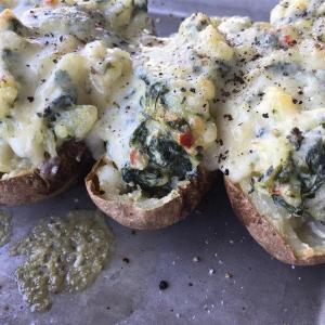Leslie's Super Easy Spinach-Artichoke Dip Twice-Baked Potatoes image