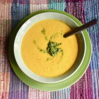 Vegan Sweet Potato Soup with Kale Pesto image