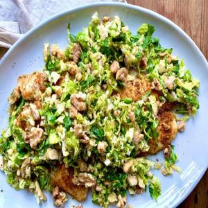 Baked Fish with Shaved Brussels Sprout Salad image