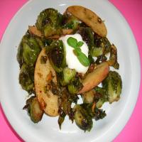 Roasted Brussels Sprouts With Apple, Creme Fraiche & P image