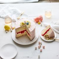 Easter Egg Cake with Strawberry Frosting image