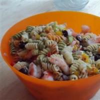 Greek Pasta Salad with Shrimp, Tomatoes, Zucchini, Peppers, and Feta_image