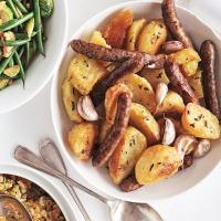 Rosemary & garlic roast potatoes with chipolatas image