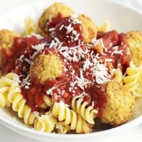 Herby chickpea balls with tomato sauce image