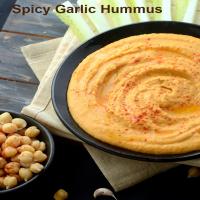 spicy garlic hummus recipe | spicy garlic hummus without tahini | Indian style spicy garlic hummus | healthy garlic hummus |_image