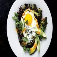 Stir-Fried Black Rice with Fried Egg and Roasted Broccoli image