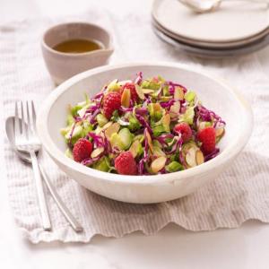 Brussels Sprout Slaw with Raspberries and Almonds._image