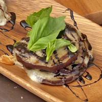 Grilled Eggplant and Manchego Cheese Salad with Fresh Basil and Balsamic-Black Pepper Glaze_image