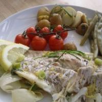 Cod with leeks and tomatoes image
