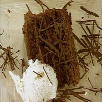 Chocolate, Chocolate Mousse Layer Cake with Vanilla Bean Ice Cream_image