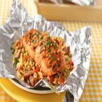 Grilled Salmon Paella Foil Packs image
