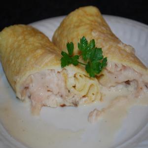 Chicken Marsala Mousse Crepes with cream sauce_image