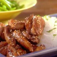 Honey-Teriyaki Chicken Fingers with Sesame Seeds with Sesame Cellophane Noodles and Snap Peas_image