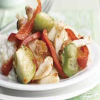 Chicken Stir-Fry with Jicama,Tomatillos and Red Peppers_image