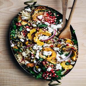 Pearl Couscous and Roasted Delicata Squash Salad with Kale and Pomegranate | Brooklyn Supper_image