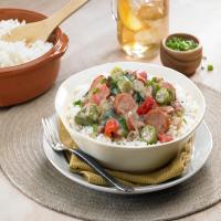 Andouille and Chicken Gumbo With Black-Eyed Peas and Greens image