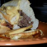 Left over Steak With Caremelized Onion and Cheese Sauce_image
